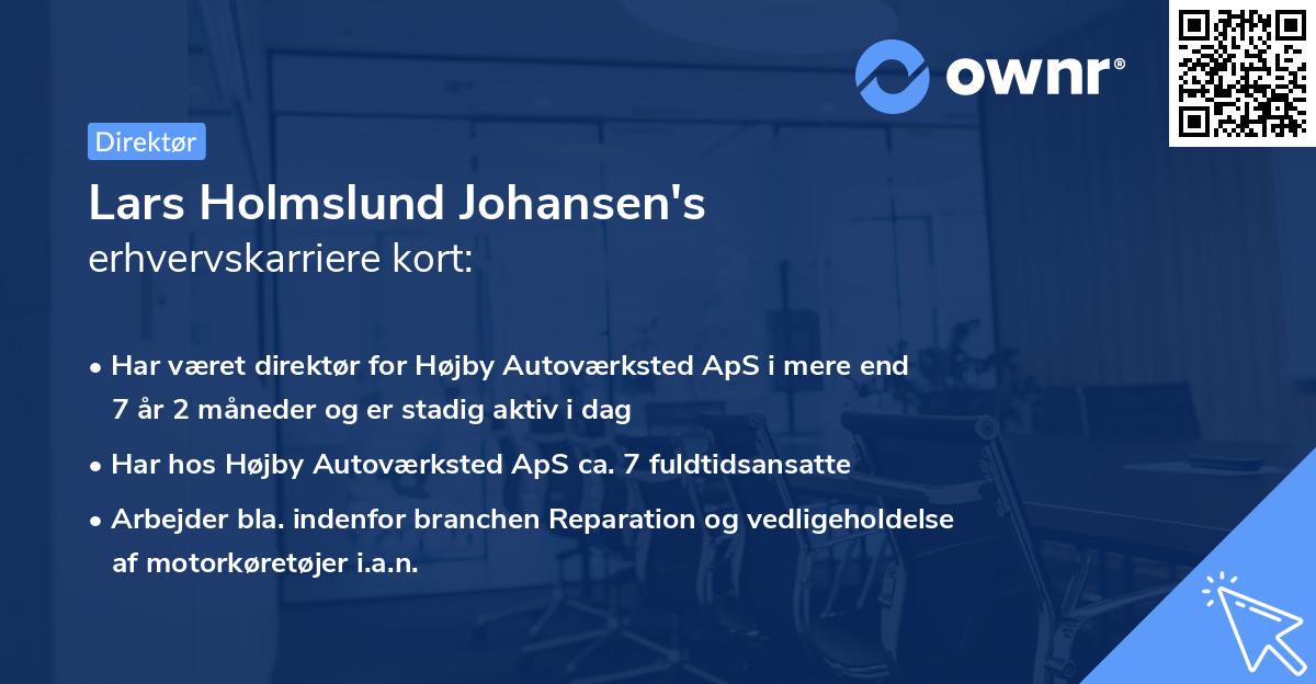 Lars Holmslund Johansen's erhvervskarriere kort