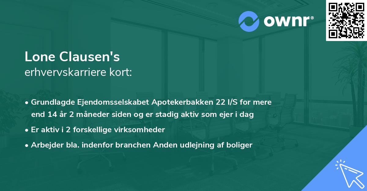 Lone Clausen's erhvervskarriere kort