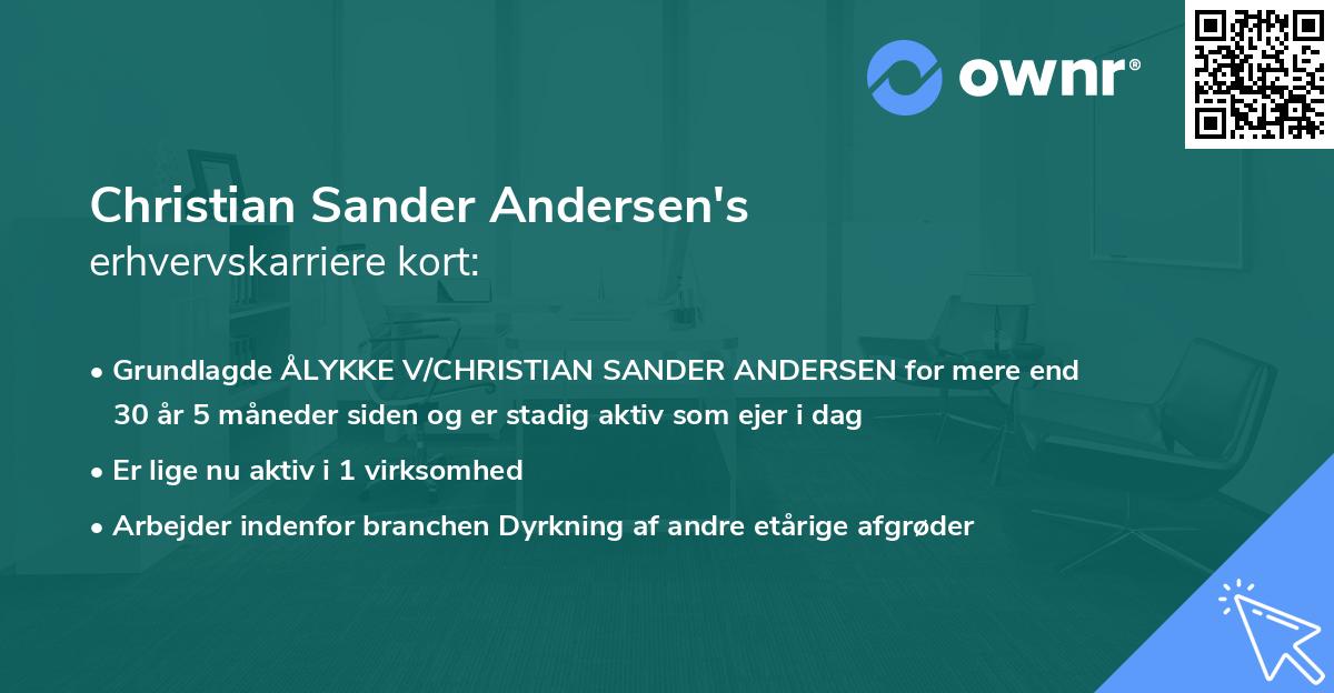 Christian Sander Andersen's erhvervskarriere kort