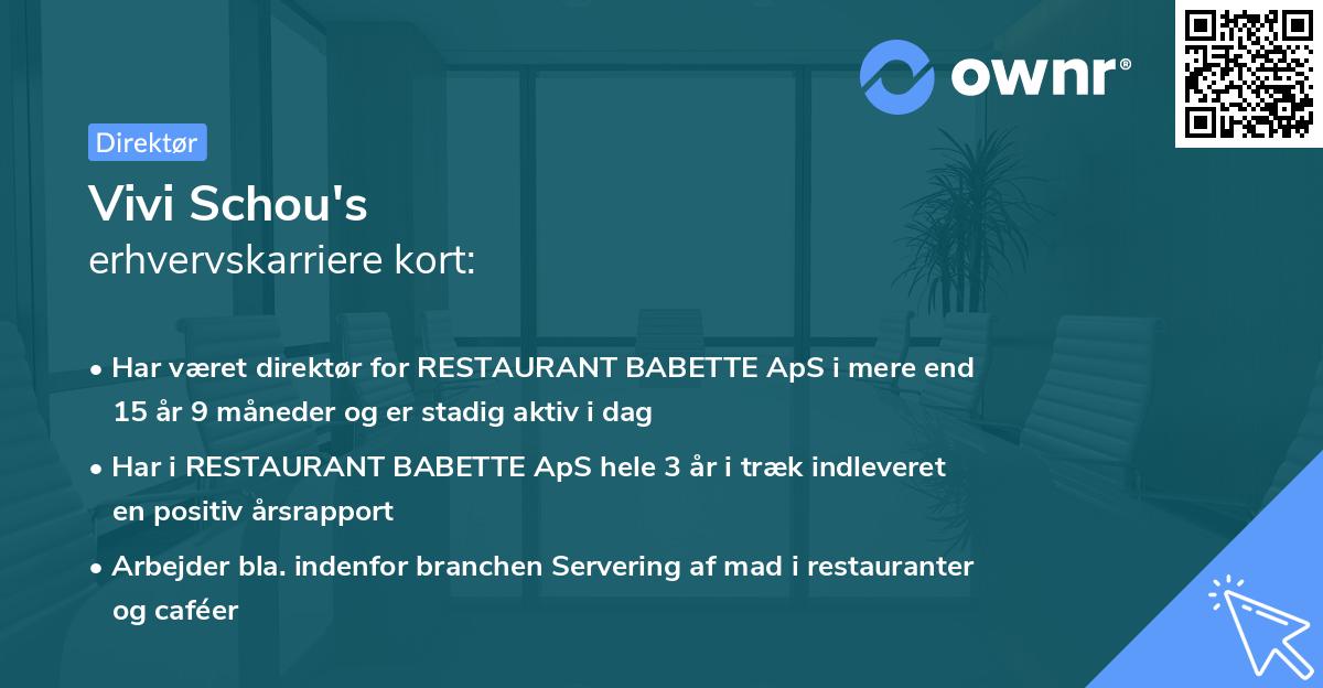 Vivi Schou's erhvervskarriere kort