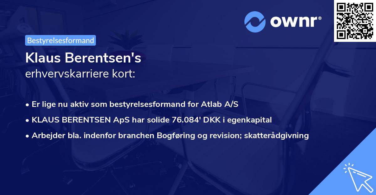 Klaus Berentsen's erhvervskarriere kort