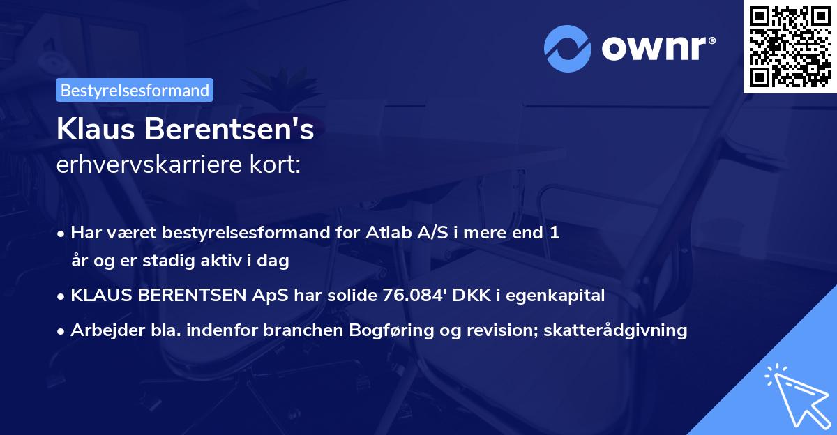 Klaus Berentsen's erhvervskarriere kort