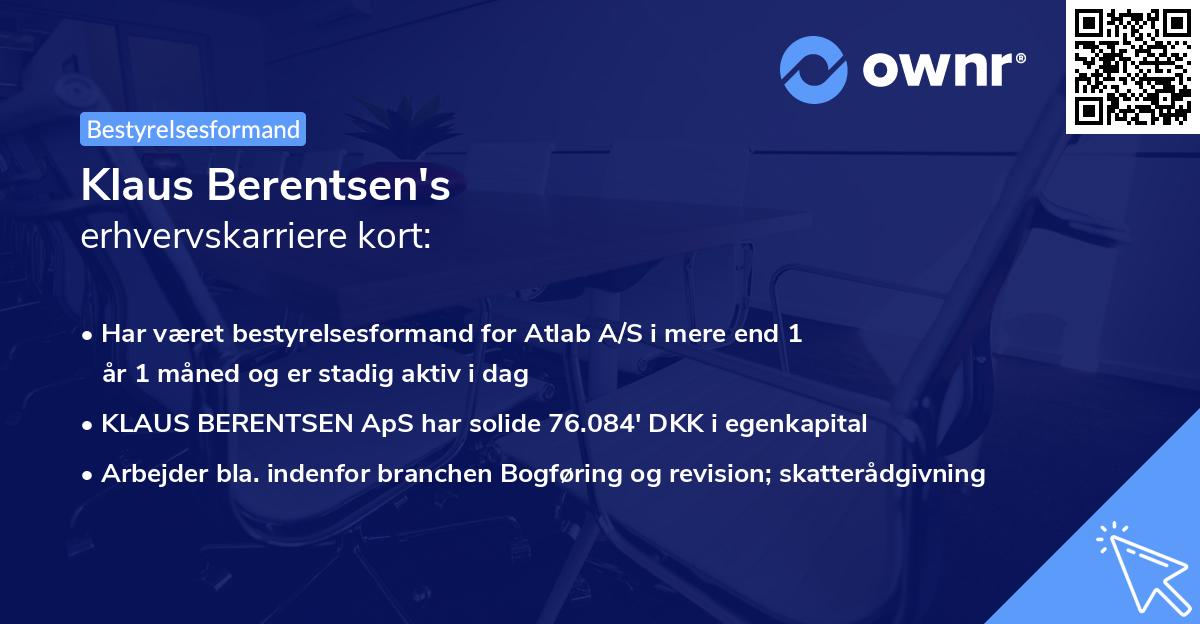 Klaus Berentsen's erhvervskarriere kort