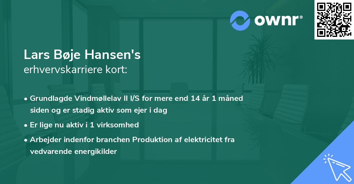 Lars Bøje Hansen's erhvervskarriere kort