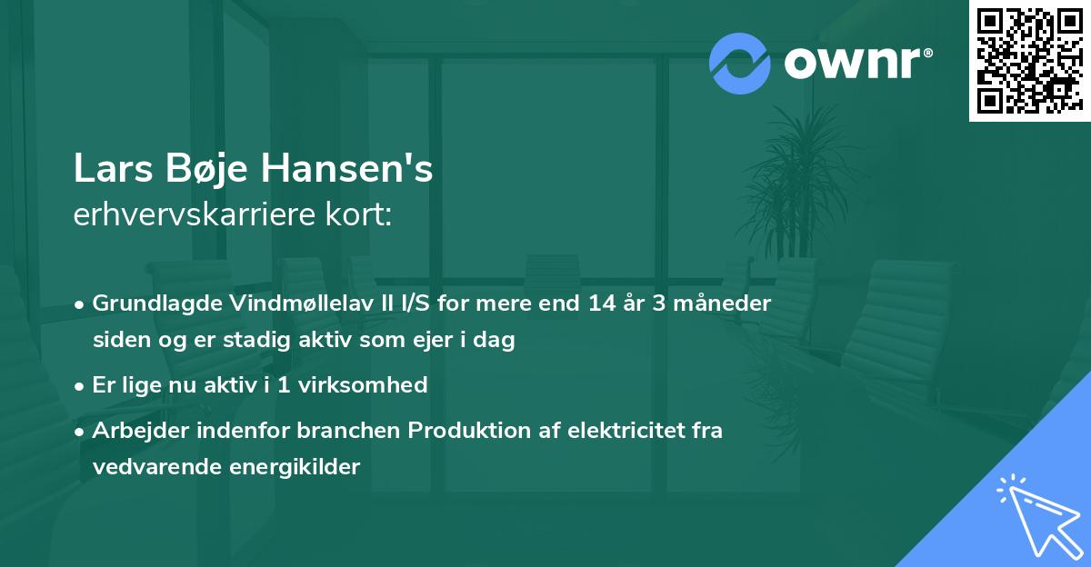 Lars Bøje Hansen's erhvervskarriere kort