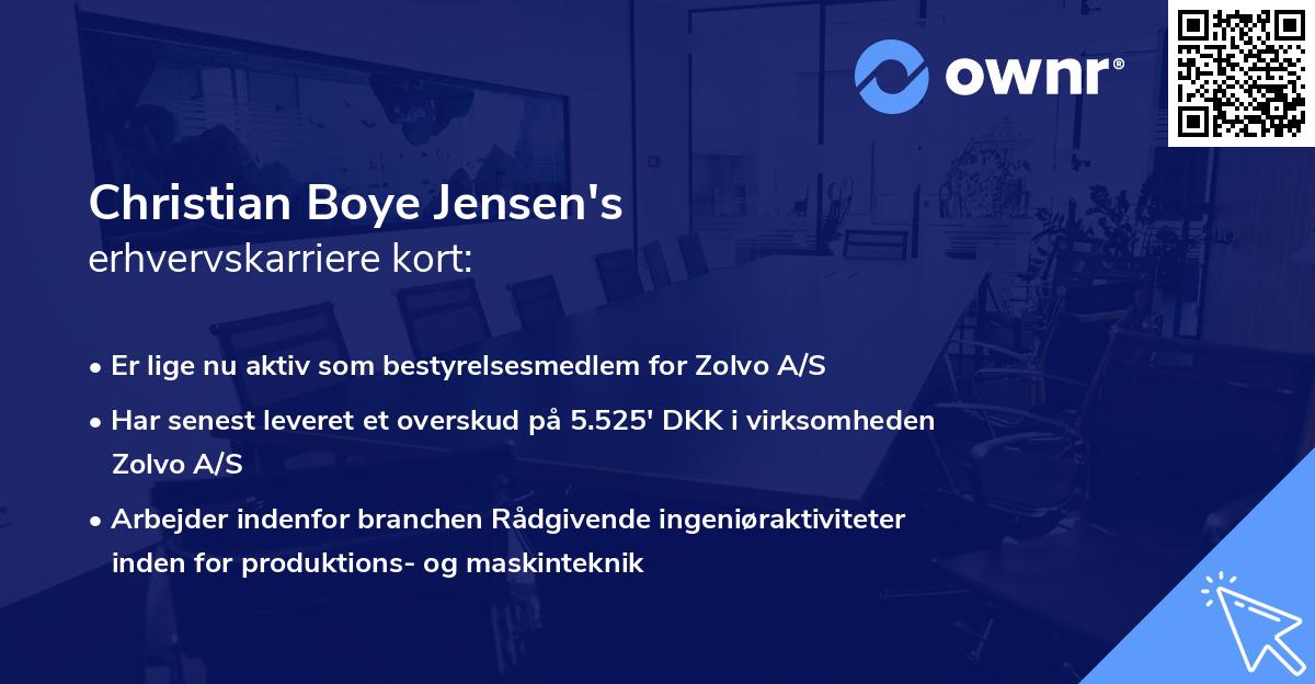 Christian Boye Jensen's erhvervskarriere kort