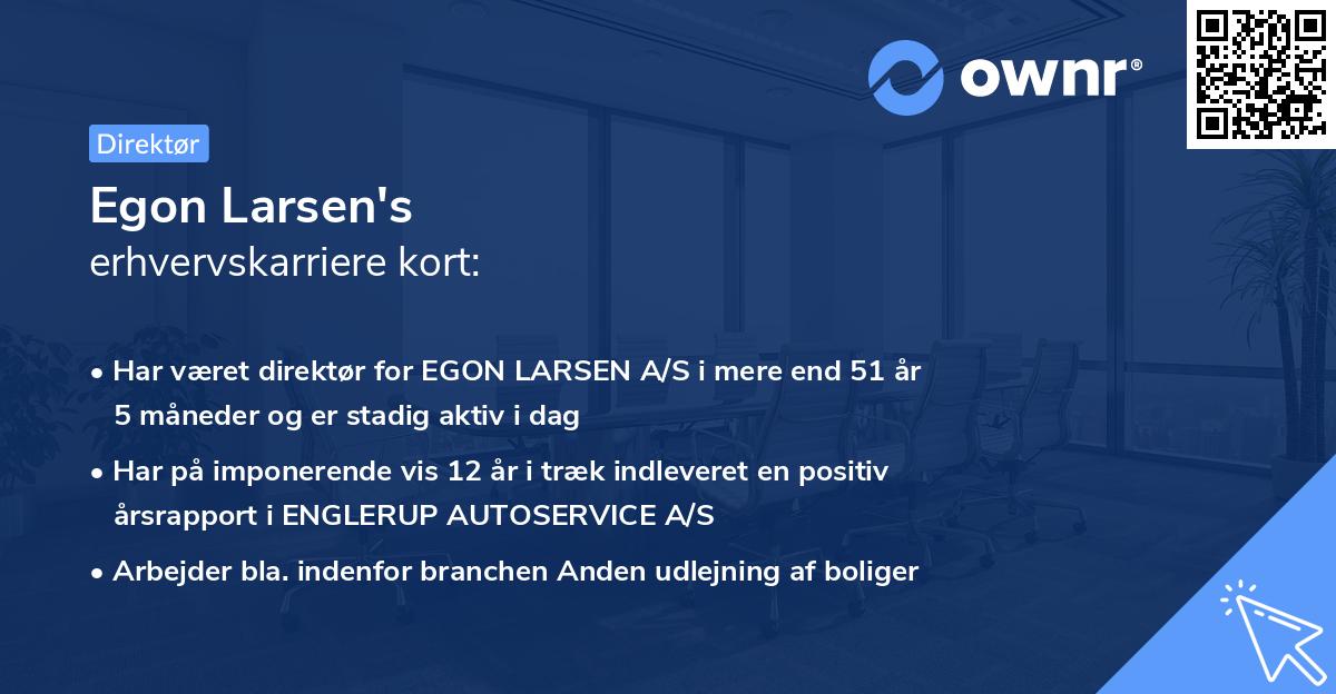 Egon Larsen's erhvervskarriere kort