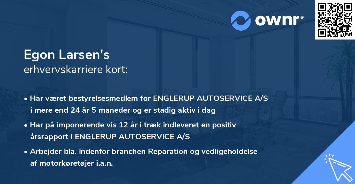 Egon Larsen's erhvervskarriere kort