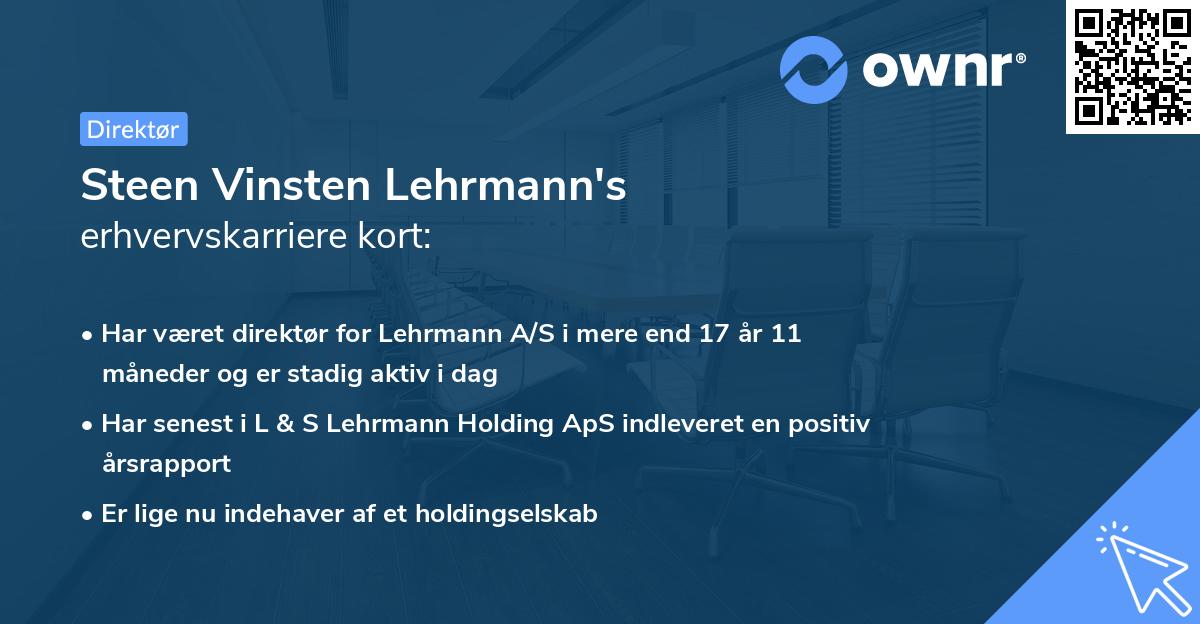 Steen Vinsten Lehrmann's erhvervskarriere kort