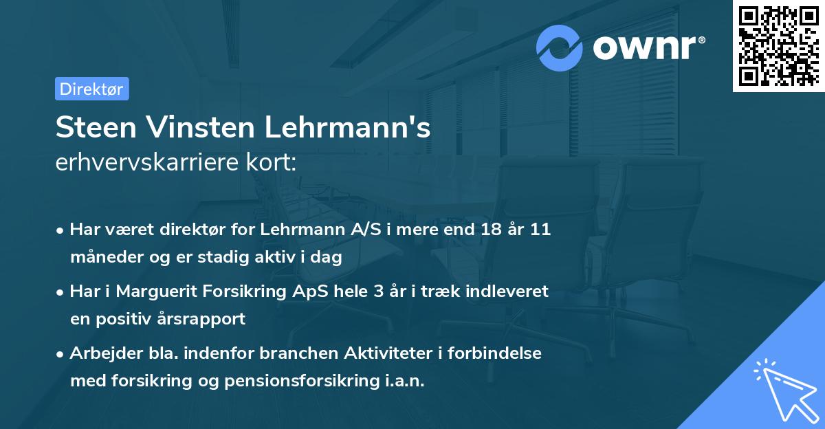 Steen Vinsten Lehrmann's erhvervskarriere kort