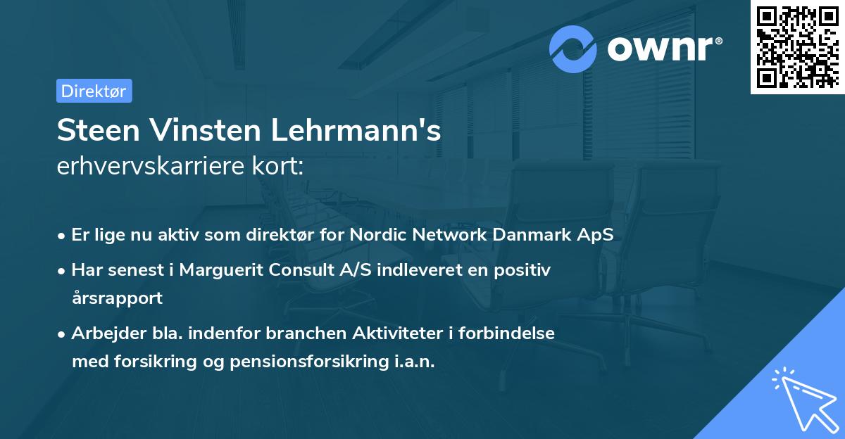 Steen Vinsten Lehrmann's erhvervskarriere kort