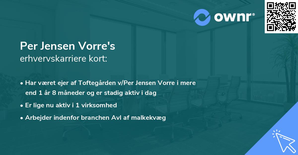 Per Jensen Vorre's erhvervskarriere kort