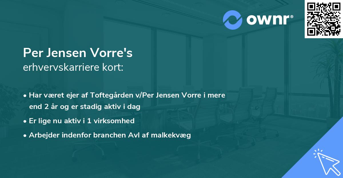 Per Jensen Vorre's erhvervskarriere kort