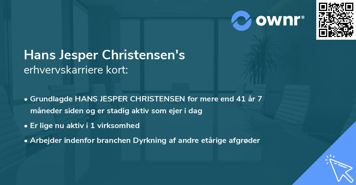 Hans Jesper Christensen's erhvervskarriere kort