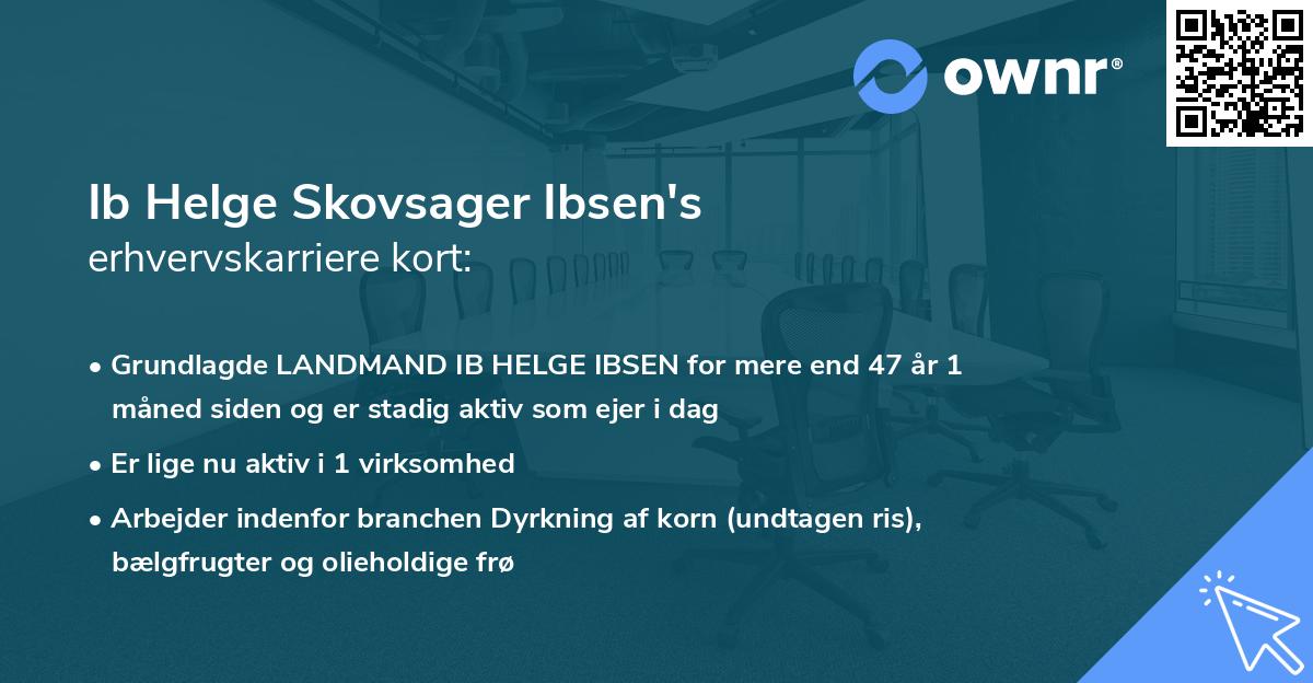 Ib Helge Skovsager Ibsen's erhvervskarriere kort