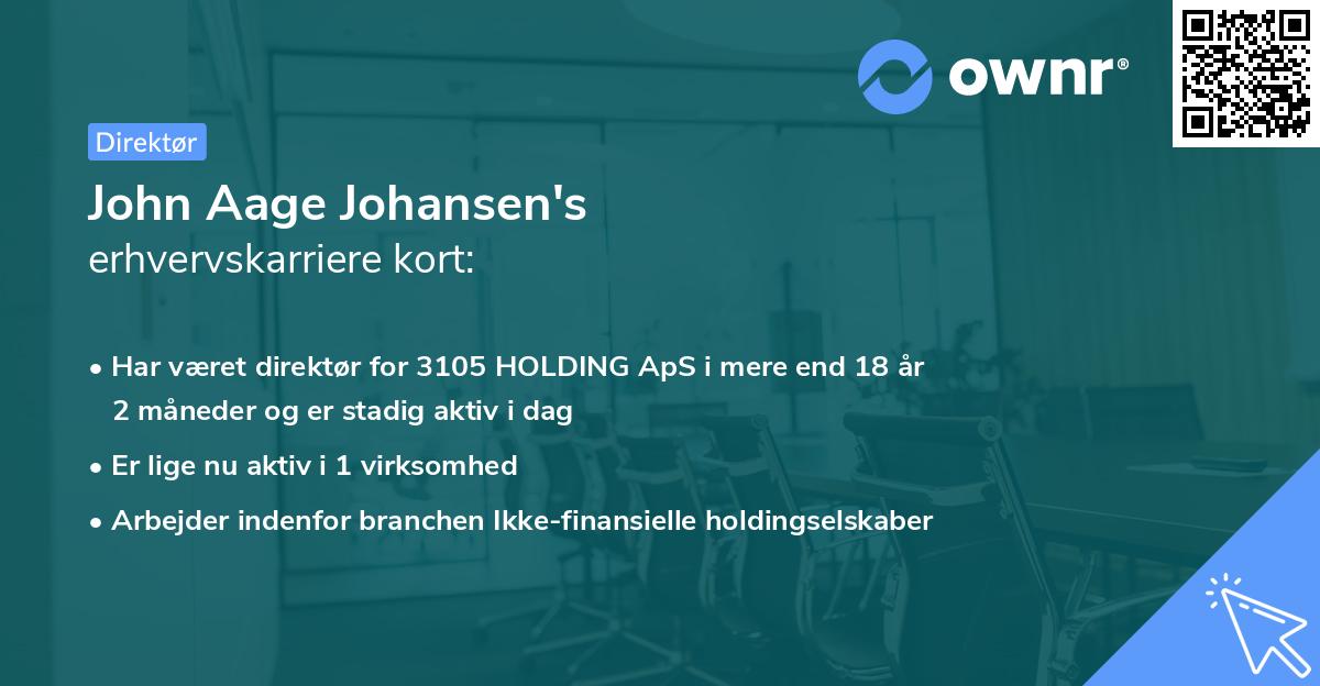 John Aage Johansen's erhvervskarriere kort