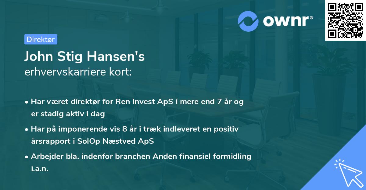 John Stig Hansen's erhvervskarriere kort