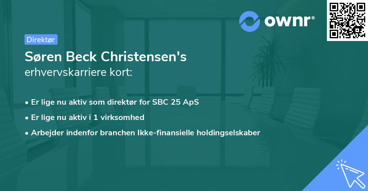 Søren Beck Christensen's erhvervskarriere kort