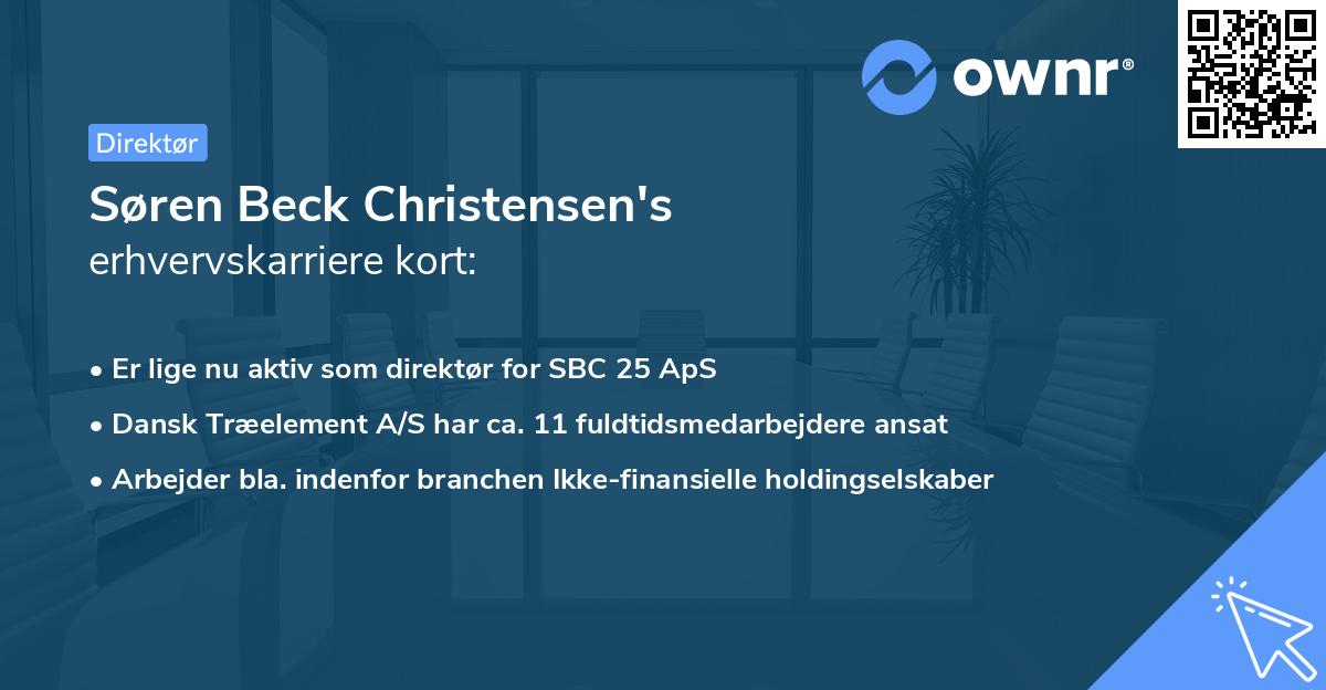 Søren Beck Christensen's erhvervskarriere kort