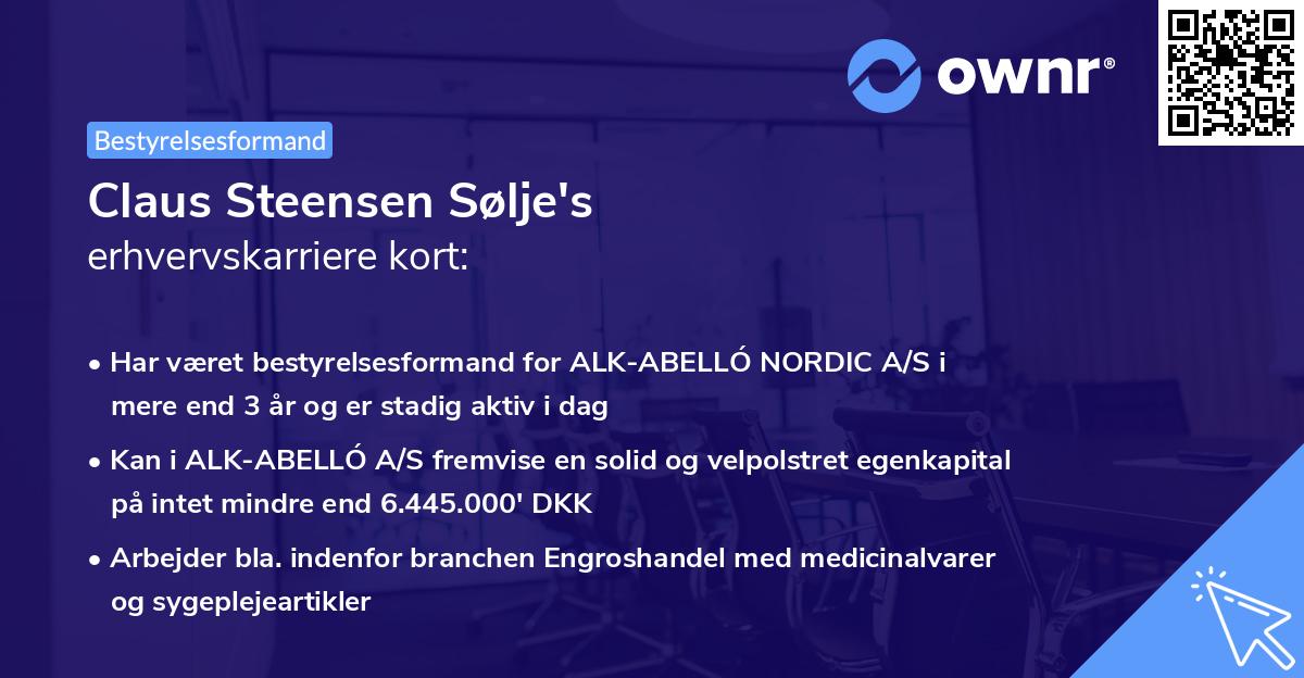 Claus Steensen Sølje's erhvervskarriere kort