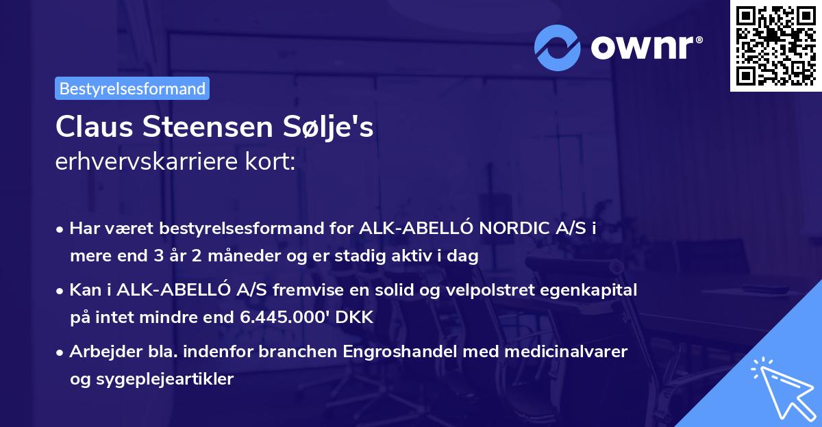 Claus Steensen Sølje's erhvervskarriere kort