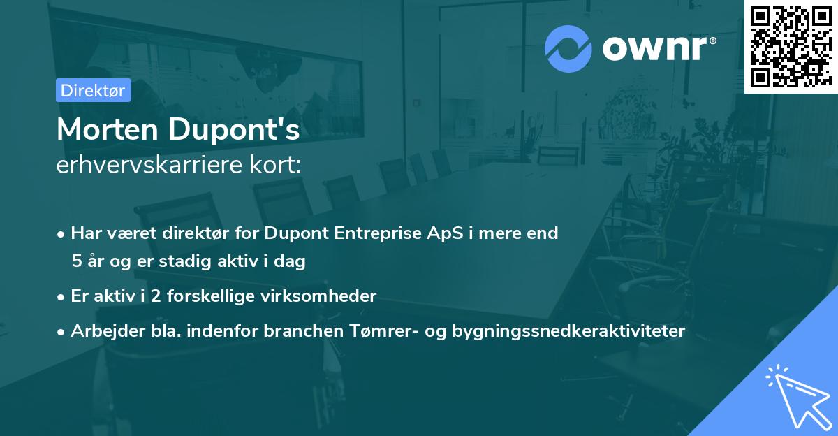 Morten Dupont's erhvervskarriere kort