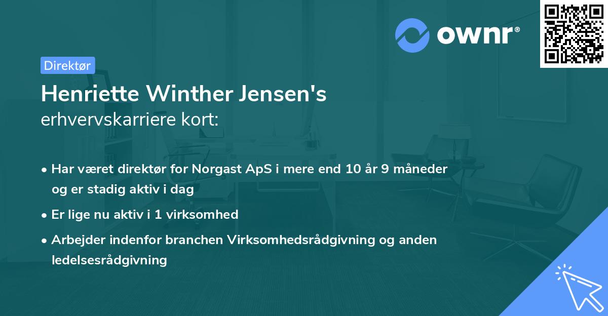 Henriette Winther Jensen's erhvervskarriere kort