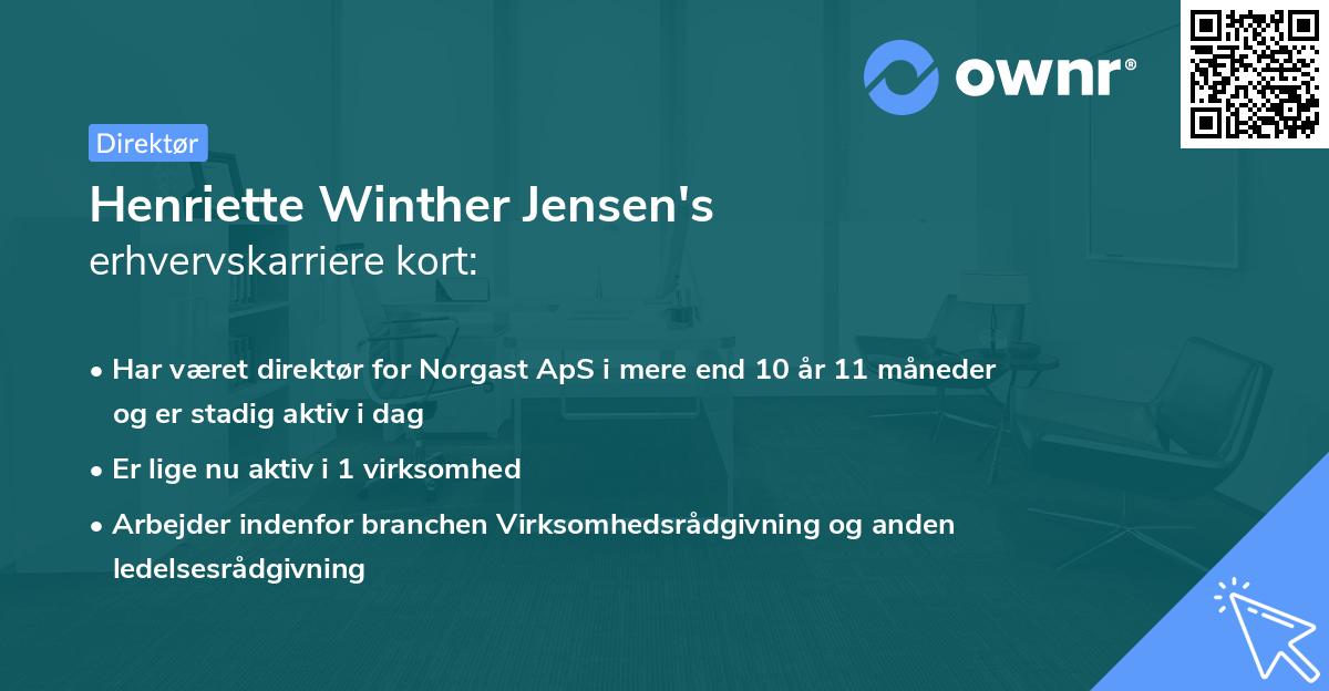 Henriette Winther Jensen's erhvervskarriere kort