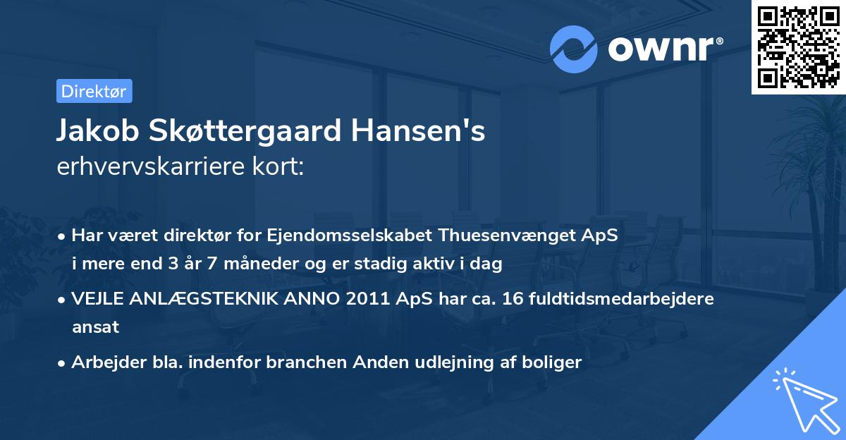 Jakob Skøttergaard Hansen's erhvervskarriere kort