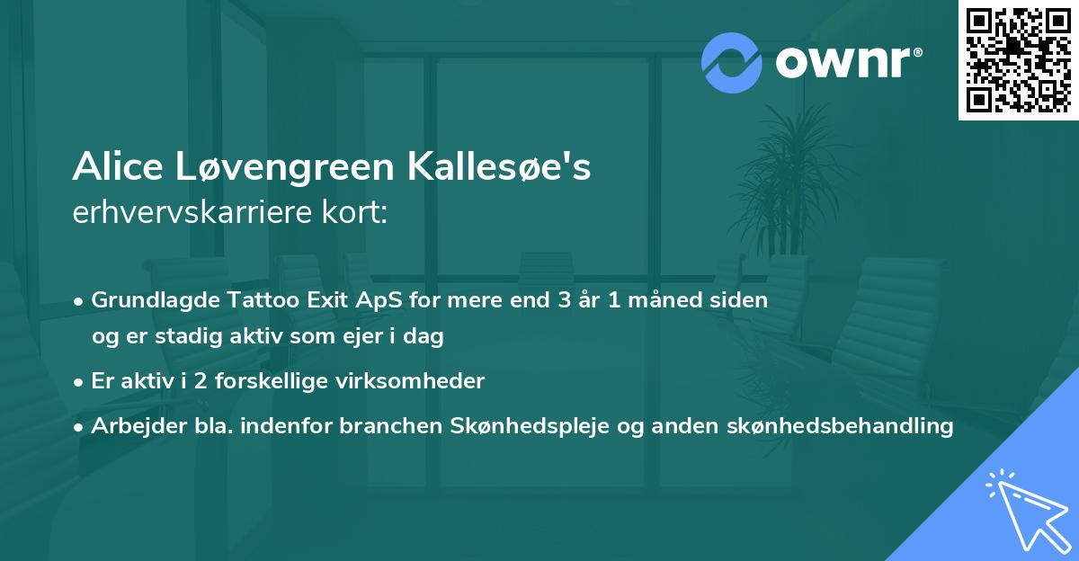 Alice Løvengreen Kallesøe's erhvervskarriere kort
