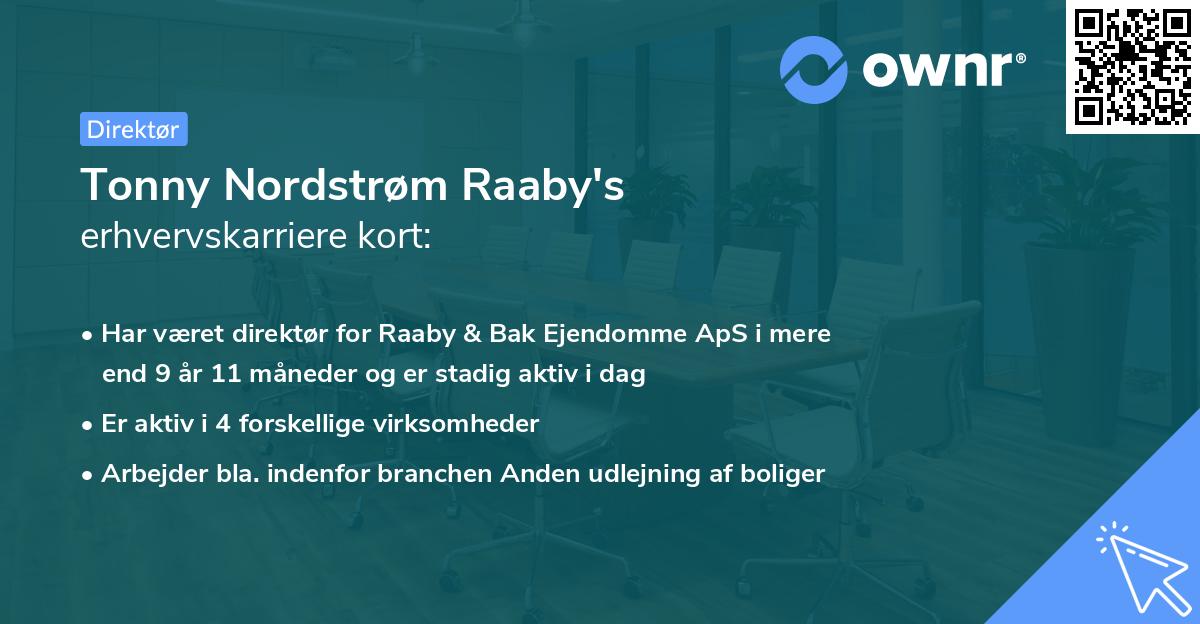 Tonny Nordstrøm Raaby's erhvervskarriere kort