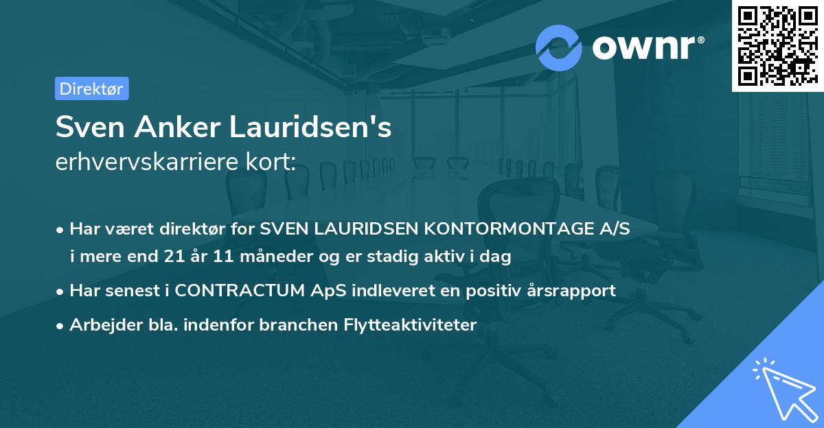 Sven Anker Lauridsen's erhvervskarriere kort