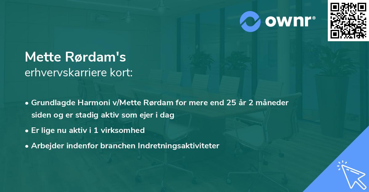 Mette Rørdam's erhvervskarriere kort