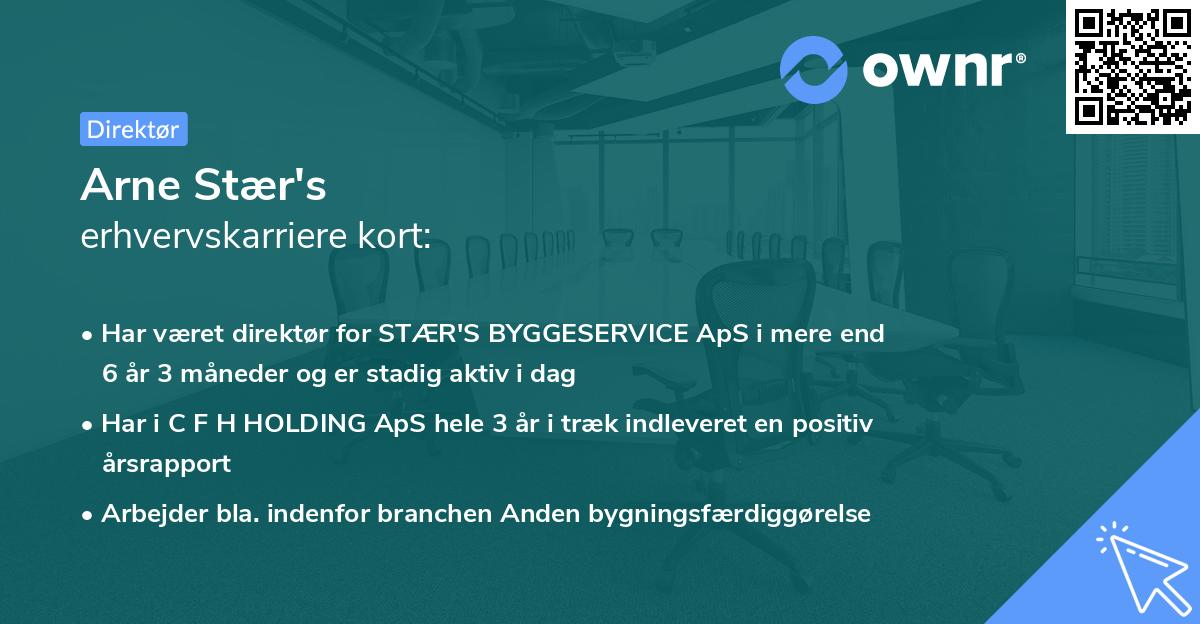 Arne Stær's erhvervskarriere kort