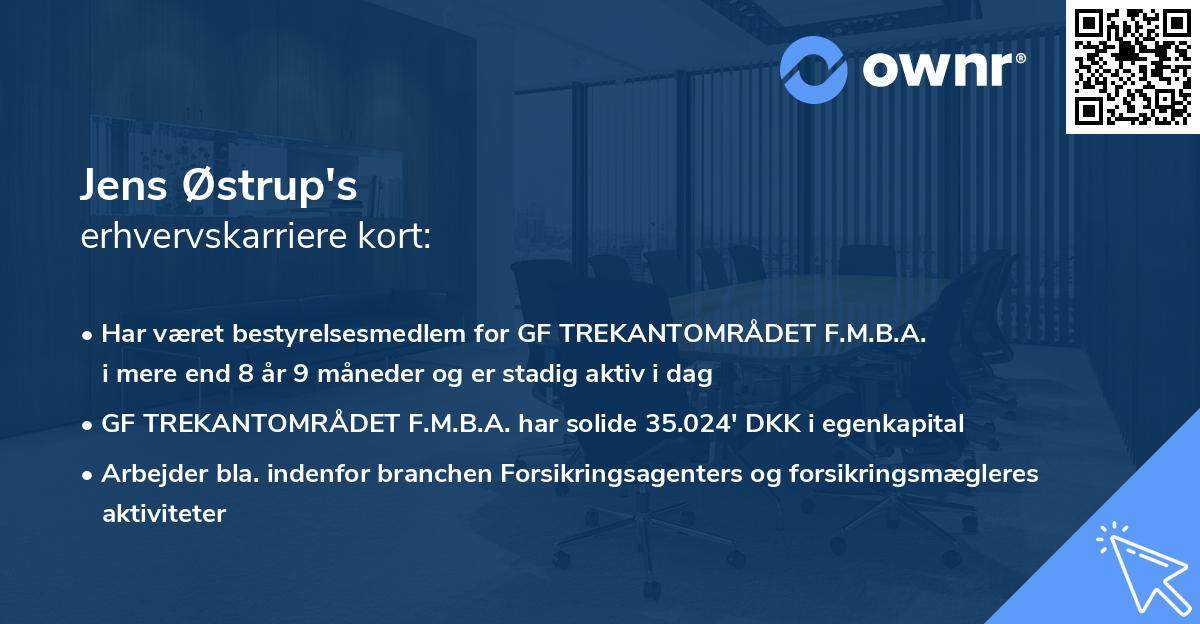 Jens Østrup's erhvervskarriere kort