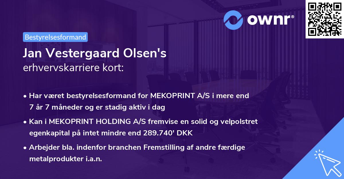 Jan Vestergaard Olsen's erhvervskarriere kort