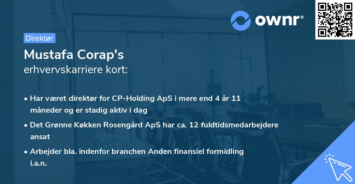 Mustafa Corap's erhvervskarriere kort