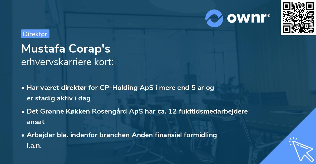 Mustafa Corap's erhvervskarriere kort