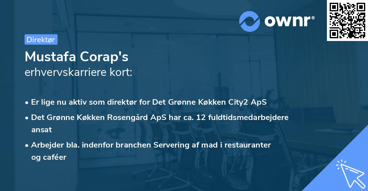 Mustafa Corap's erhvervskarriere kort