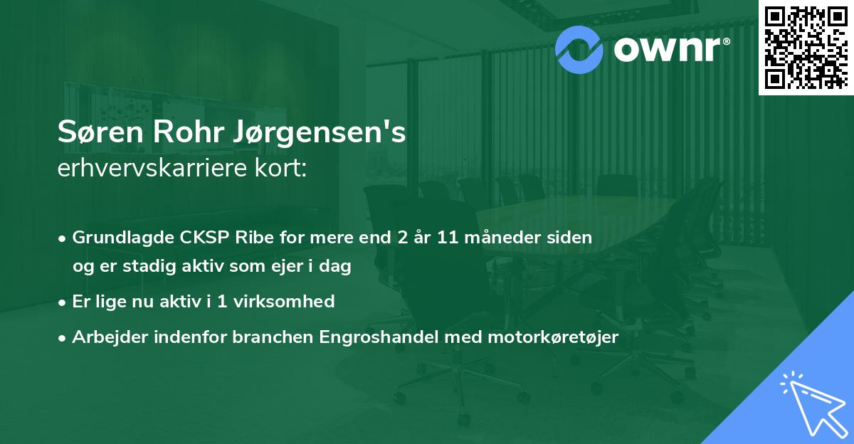 Søren Rohr Jørgensen's erhvervskarriere kort