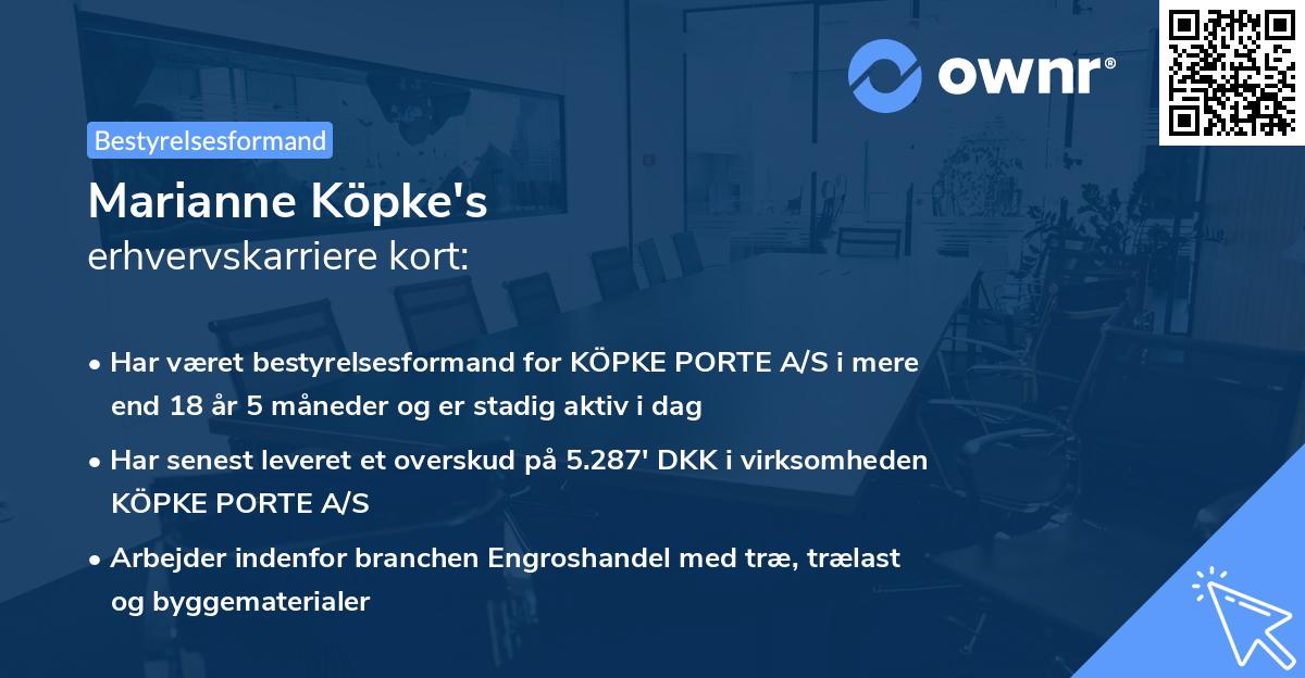 Marianne Köpke's erhvervskarriere kort