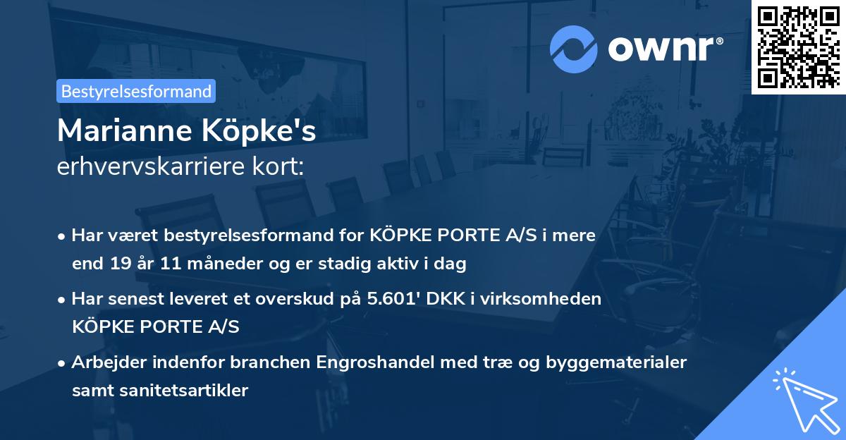 Marianne Köpke's erhvervskarriere kort