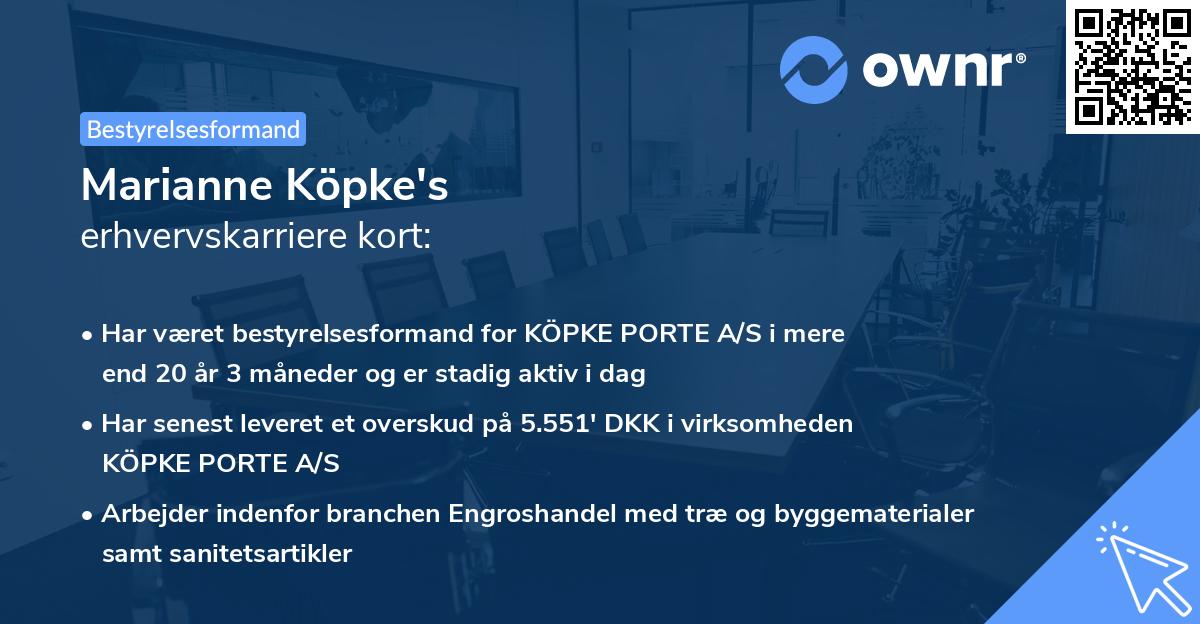 Marianne Köpke's erhvervskarriere kort