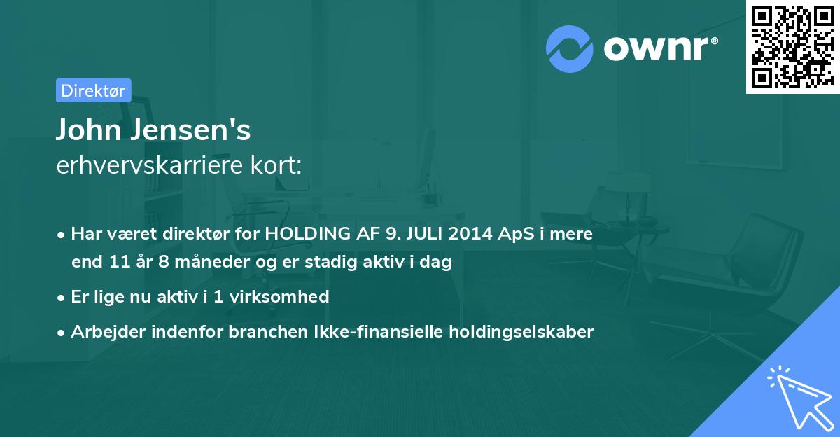 John Jensen's erhvervskarriere kort