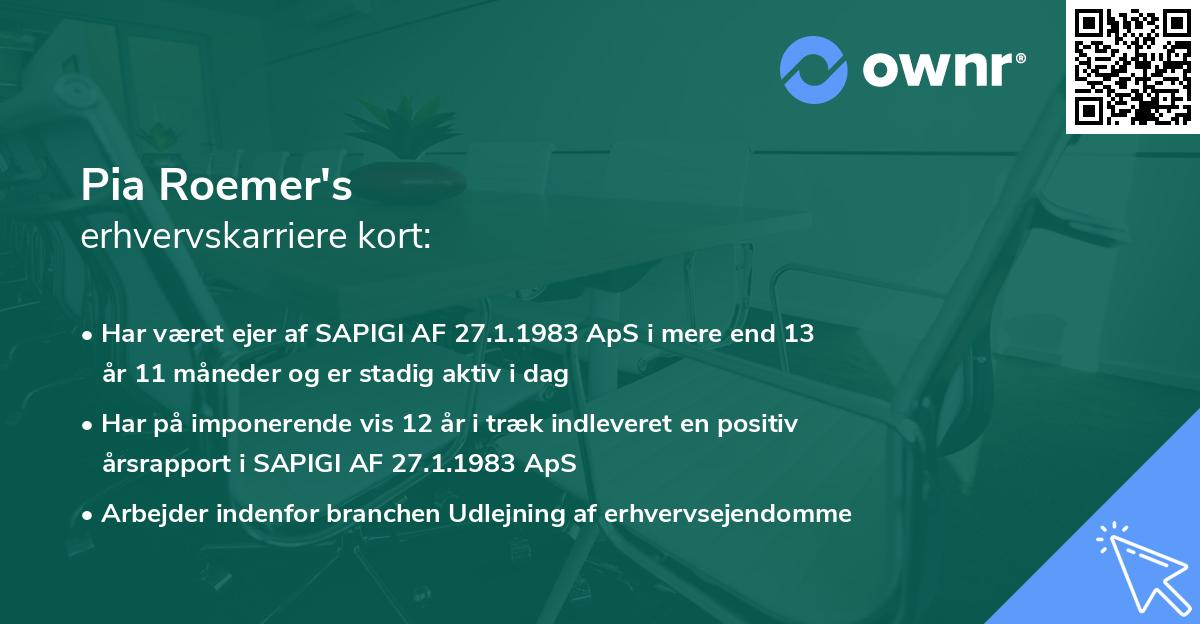 Pia Roemer's erhvervskarriere kort