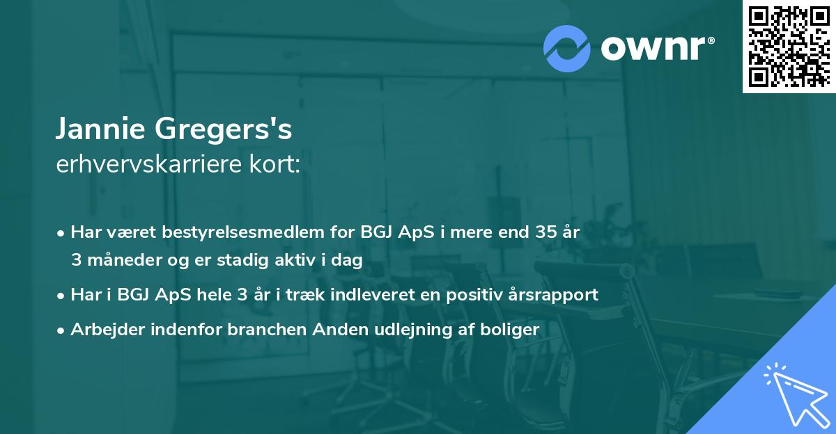 Jannie Gregers's erhvervskarriere kort