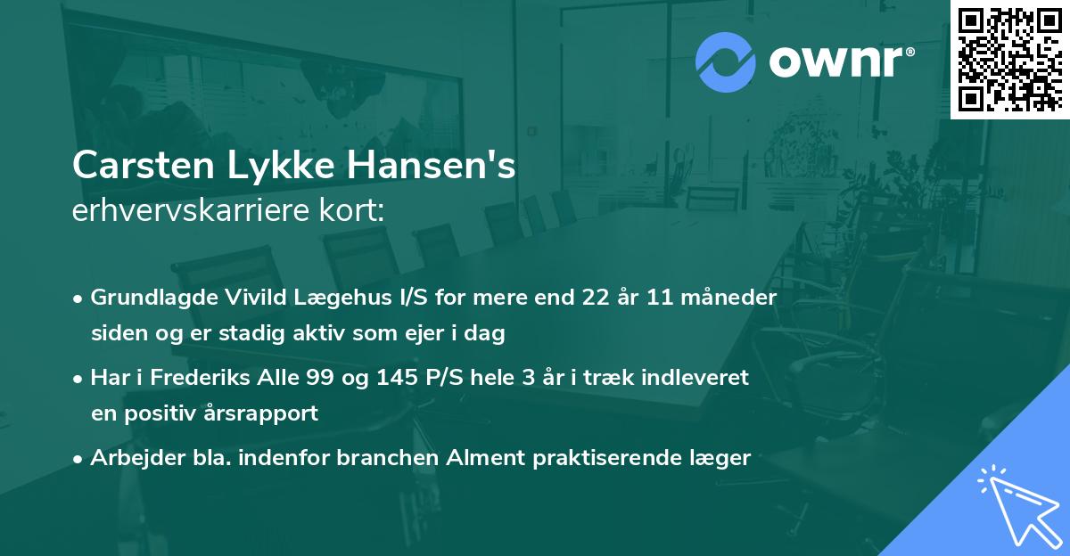 Carsten Lykke Hansen's erhvervskarriere kort