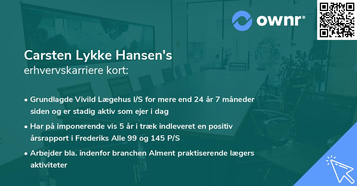 Carsten Lykke Hansen's erhvervskarriere kort
