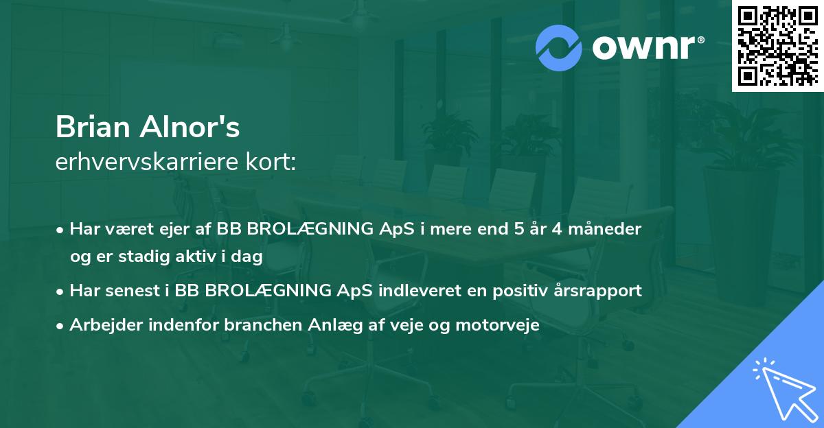 Brian Alnor's erhvervskarriere kort