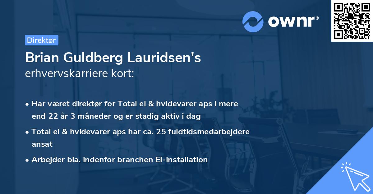 Brian Guldberg Lauridsen's erhvervskarriere kort
